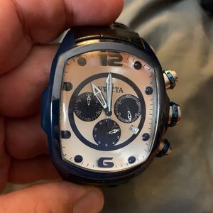 Invicta Watch Black Blue Silver Lupah Model No. 11900. Used: Needs new battery.